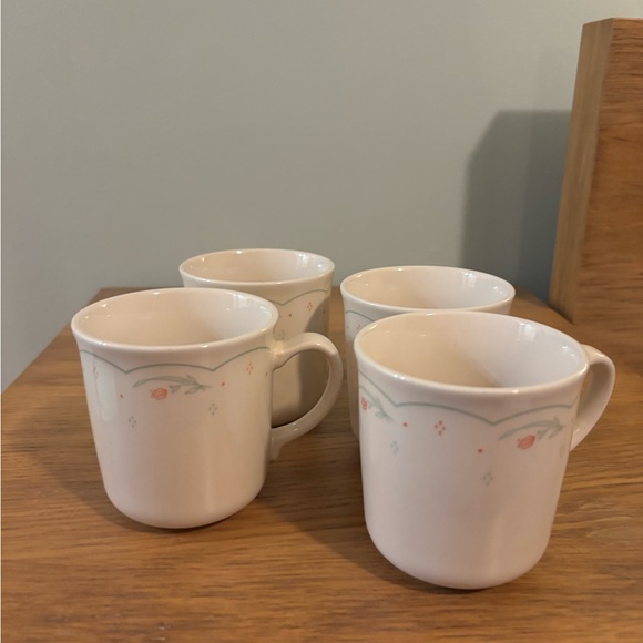 Corelle Calico Rose Vintage coffee mugs by Corning 8 oz Set of 4 - Picture 8 of 9